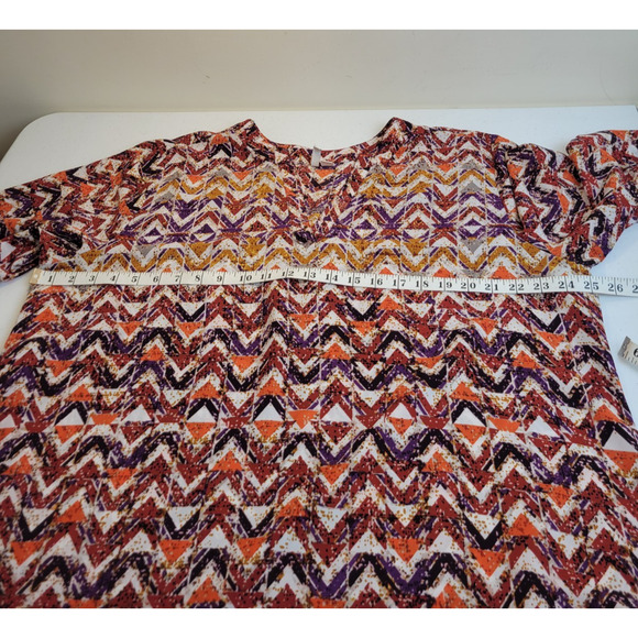 Vtg Cato Orange Purple Geometric V-Neck Long Tail Hilo Top Womens Plus Sz 18/20W - Picture 4 of 11